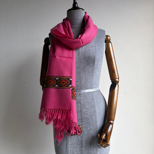 Hand Woven Polywool Kullu Stole Pink