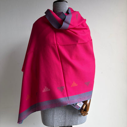 Hand Woven Pure Merino Wool Kullu Stole Pink
