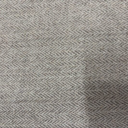 Pure Merino Wool Herringbone Fabric - Solid Grey