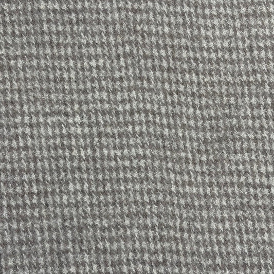 Felted Merino Wool Houndstooth Fabric - Grey & Cream