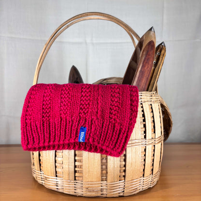 Red Angora and Wool Blend Beanie Cap – Handknitted for Warmth and Style