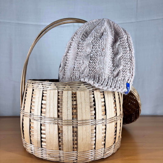 Angora and Wool Blend Beige Beanie Cap – Handknitted for Warmth and Comfort