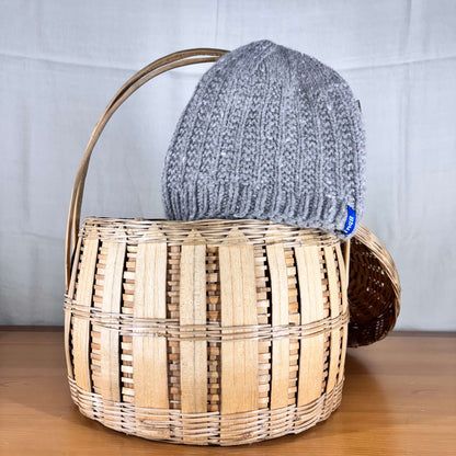 Angora + Wool Grey Beanie (Design Pattern may vary)