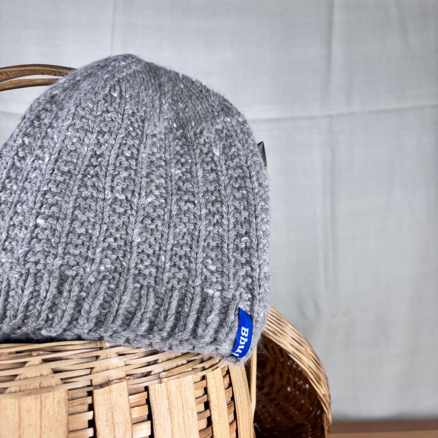 Angora + Wool Grey Beanie (Design Pattern may vary)
