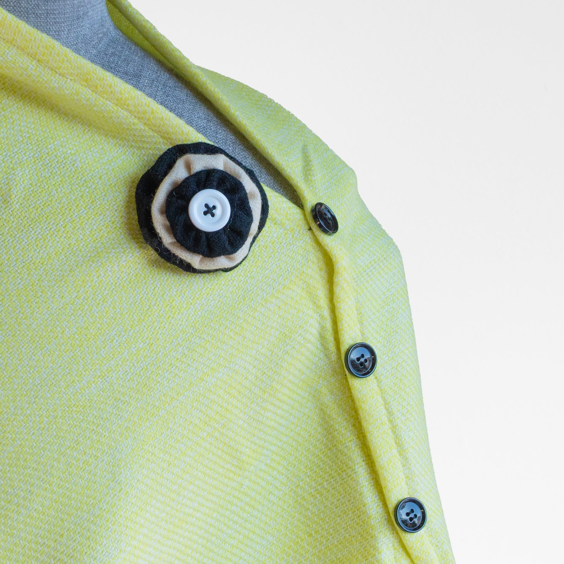 Lemon Woolen cape for women close up
