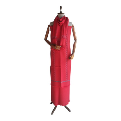 Handloom Women's Woolen Suit with Stole (RED)