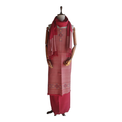 Handloom Women's Woolen Suit with Stole (Maroon)