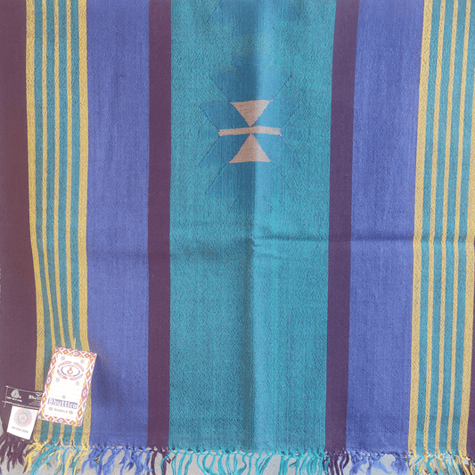 Hand Woven Pure Merino Wool Kullu Stole - (Wandering Strokes B01)