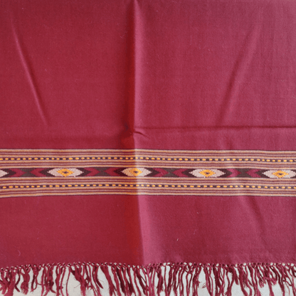 Hand Woven Pure Merino Wool Kullu Stole-(396) Maroon