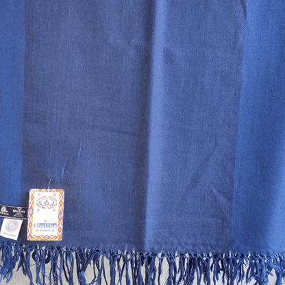 Hand Woven Pure Merino Wool Kullu Shawl - (Kaza 017) Blue