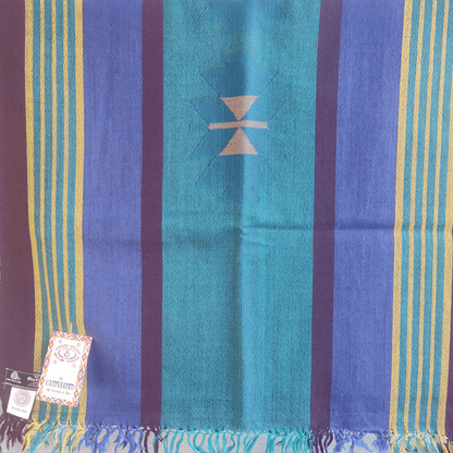 Hand Woven Pure Merino Wool Kullu Stole- (wandering strokes) B01