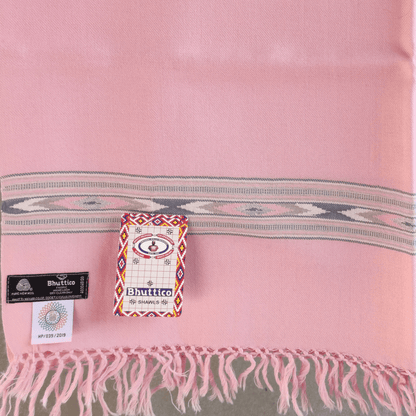 Hand Woven Pure Merino Wool Kullu Stole- (393) Pink