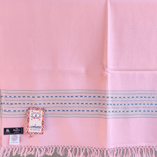 Hand Woven Pure Merino Wool Kullu Stole-(450-3) Pink