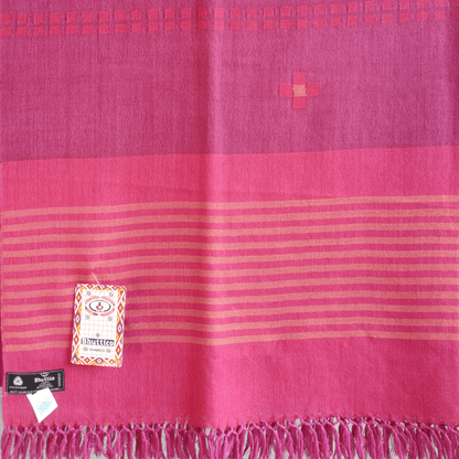 Handwoven Pure Merino Wool Kullu Shawl- ( Gulabi 015) Maroon