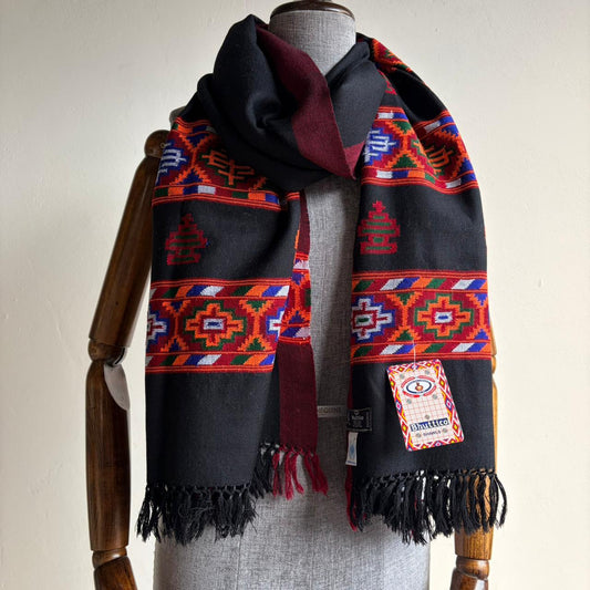 Premium Pure Merino Wool Kullu Stole Black