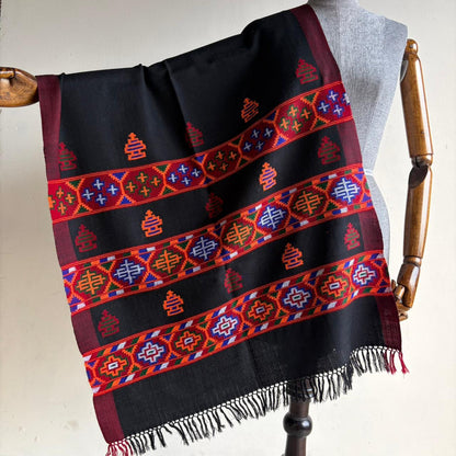 Premium Pure Merino Wool Kullu Stole Black