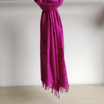 Hand Woven Pure Merino Wool Kullu Stole- purple