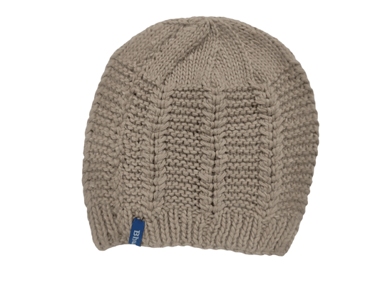 Angora and Wool Blend Beige Beanie Cap – Handknitted for Warmth and Comfort - Bhuttico Shawls