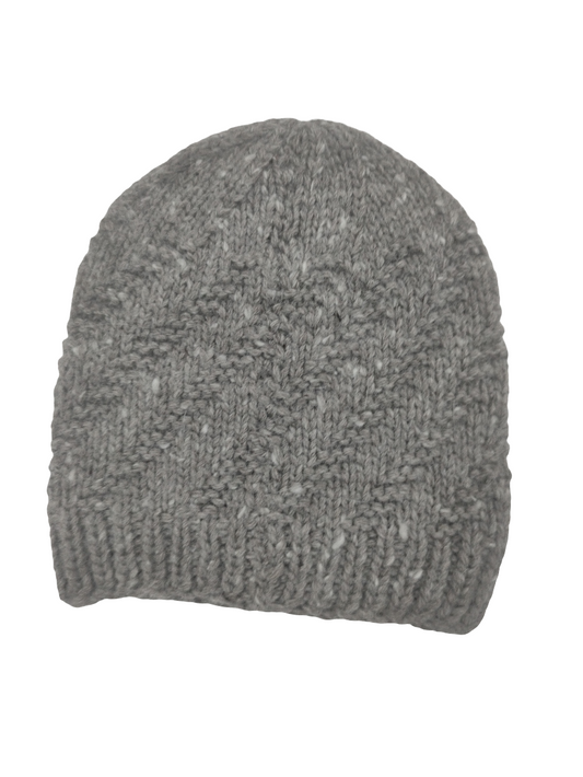 Angora + Wool Grey Beanie (Design Pattern may vary)