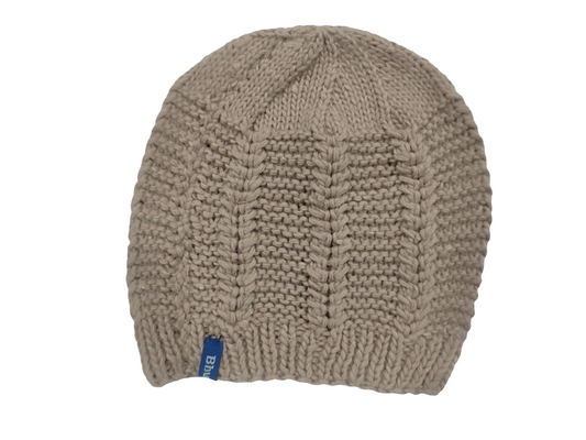 Angora and Wool Blend Beige Beanie Cap – Handknitted for Warmth and Comfort