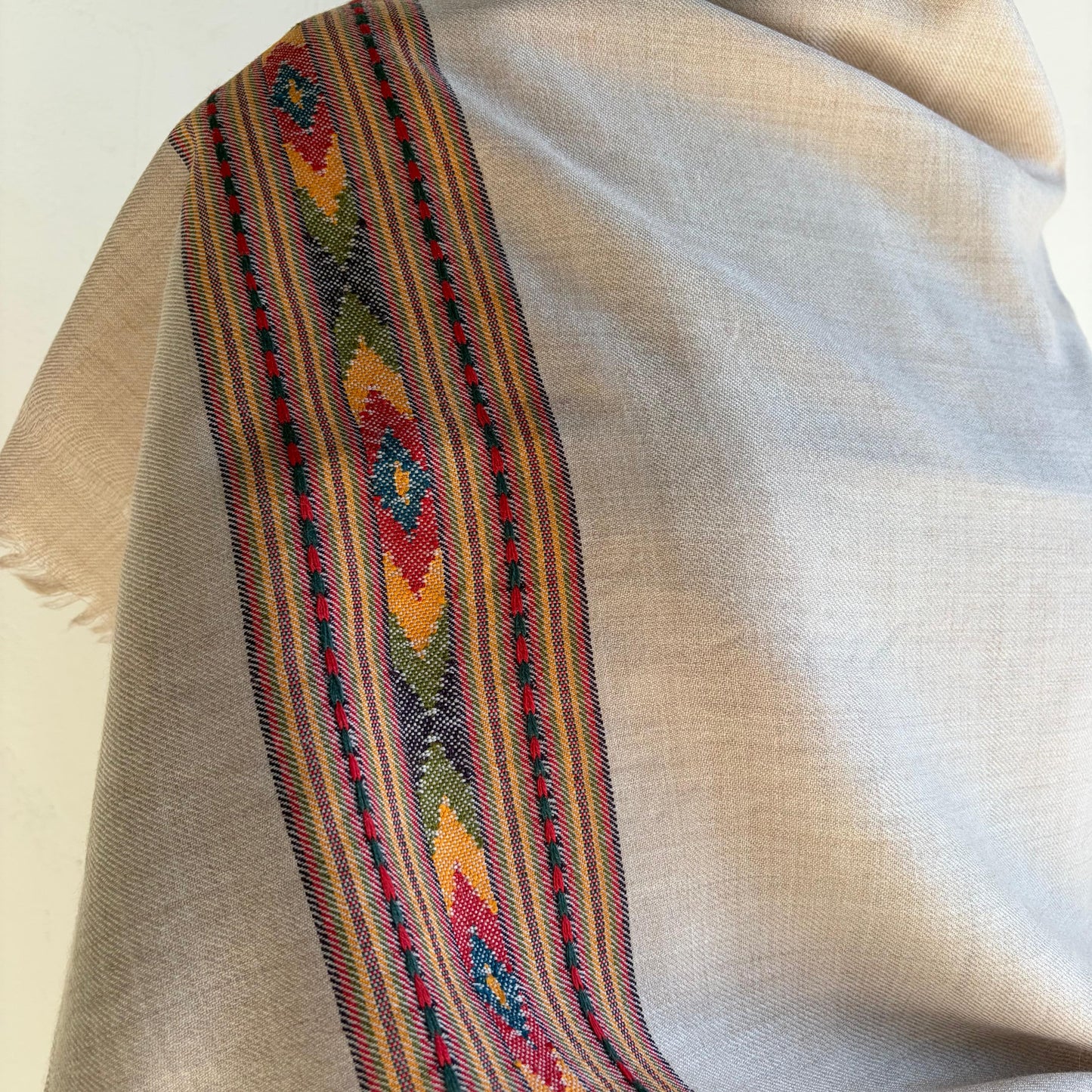 Handwoven Merino Wool Shawl (Beige)