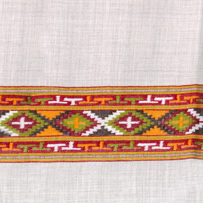 Traditional Kullu patti Merino Wool shawl- Grey – Bhuttico Shawls