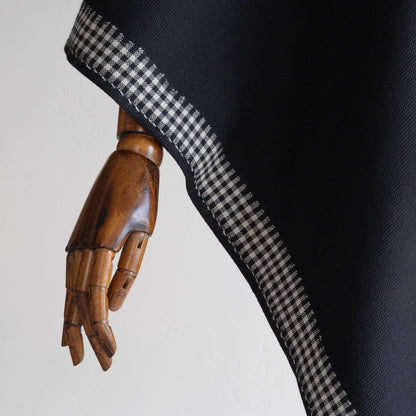 Black Woolen Cape for Women with Check Border - Bhuttico Shawls