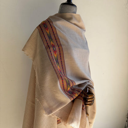 Handwoven Merino Wool Shawl (Beige)