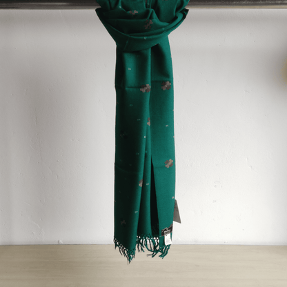 Hand Woven Pure Merino Wool Kullu Stole- green