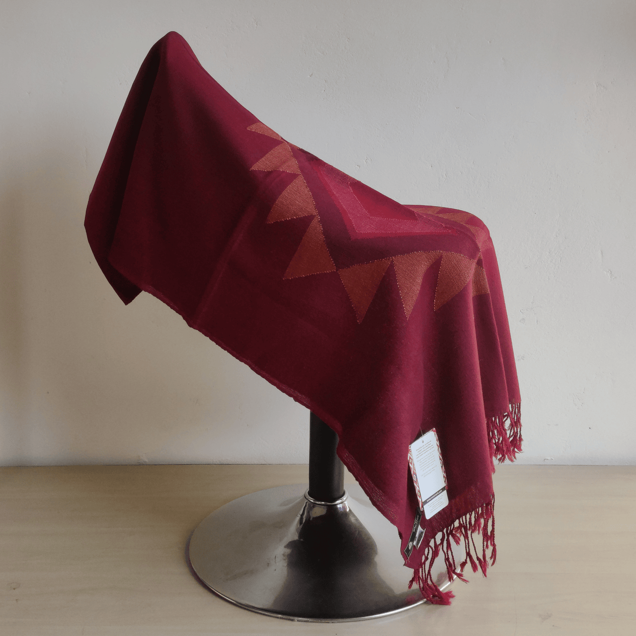 Hand Woven Pure Merino Wool Kullu Stole- maroon