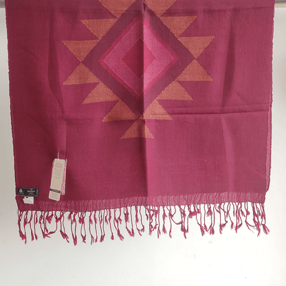 Hand Woven Pure Merino Wool Kullu Stole- maroon