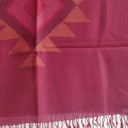 Hand Woven Pure Merino Wool Kullu Stole- maroon