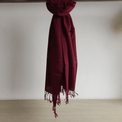 Hand Woven Pure Merino Wool Kullu Stole- maroon