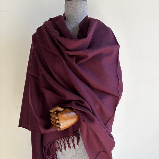 Handwoven Merino Wool Shawl (Plum)