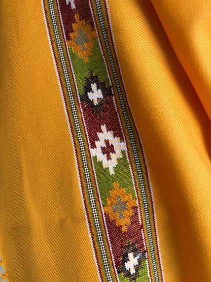 Handwoven Kullu Patti Polywool Shawl - Mustard
