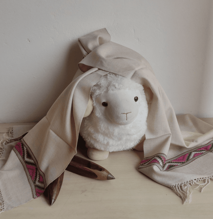 Hand Woven Merino Wool Kullu Stole - Beige2 - Bhuttico Shawls