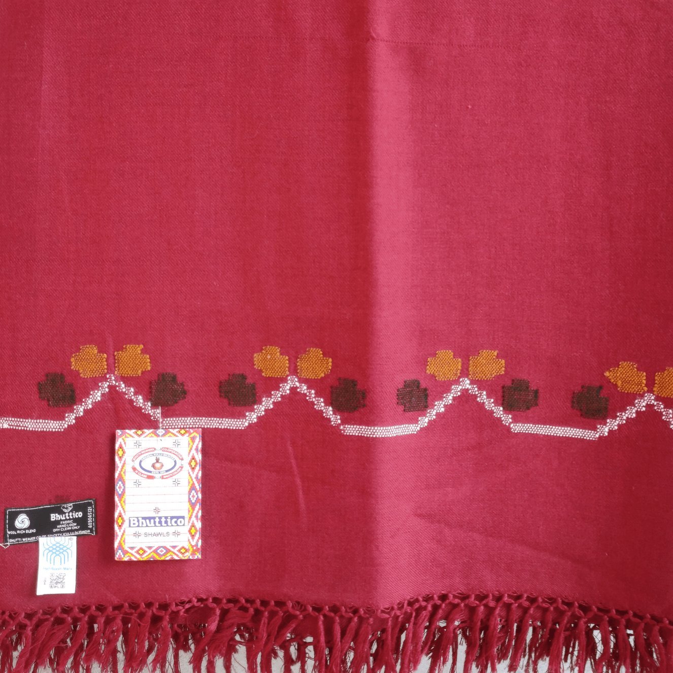 Hand Woven Polywool Kullu Shawl - (20) Marron - Bhuttico Shawls