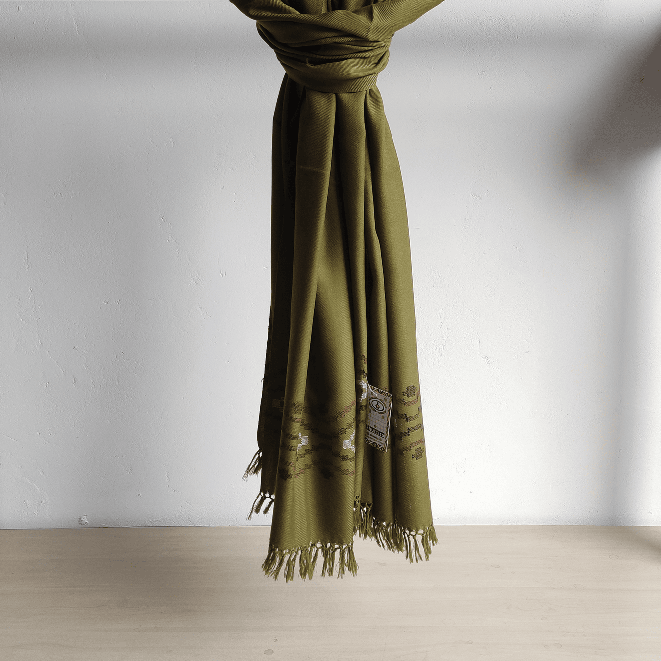 Hand Woven Polywool Kullu Shawl - Green - Bhuttico Shawls