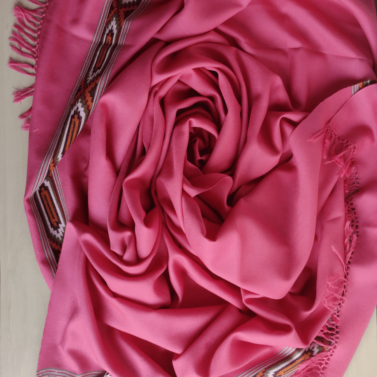 Hand Woven Polywool Kullu Shawl - pink - Bhuttico Shawls