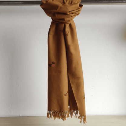 Hand Woven Polywool Kullu Stole - Mustard - Bhuttico Shawls