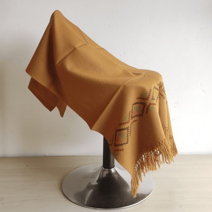 Hand Woven Polywool Kullu Stole - Mustard - Bhuttico Shawls