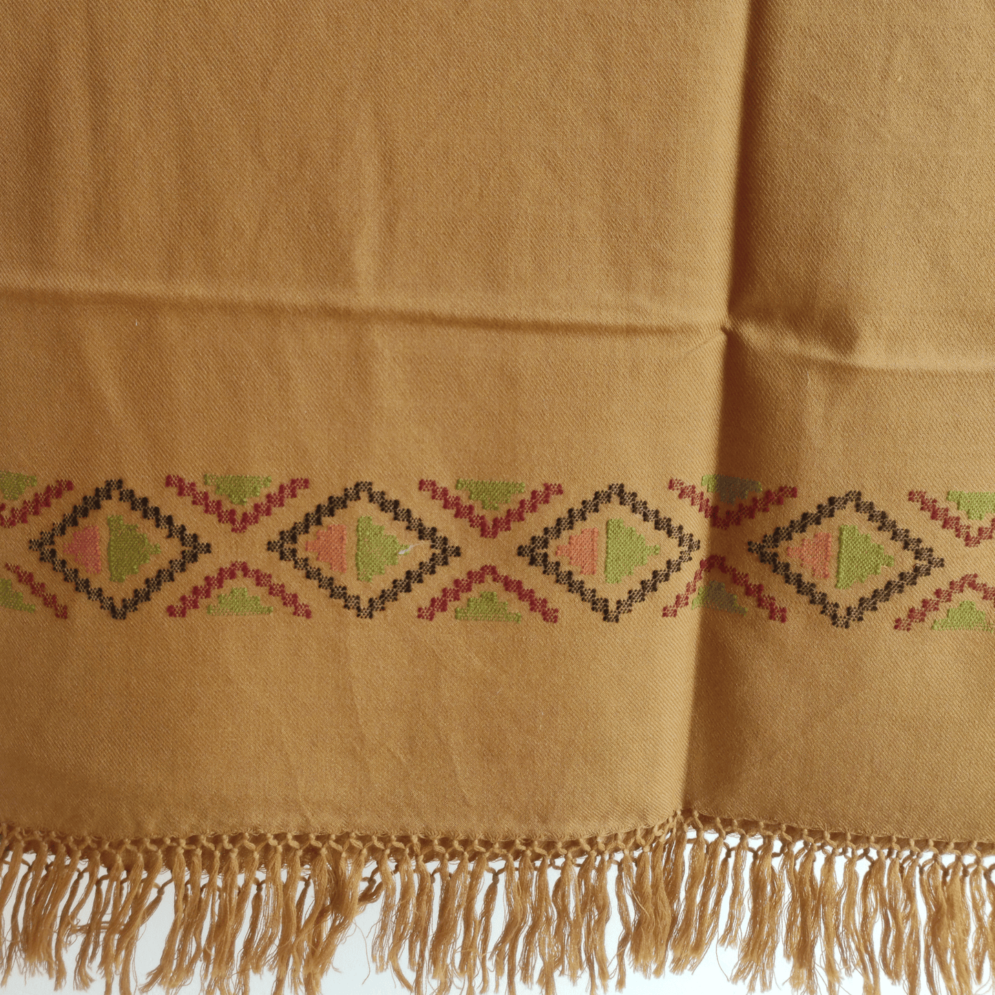 Hand Woven Polywool Kullu Stole - Mustard - Bhuttico Shawls