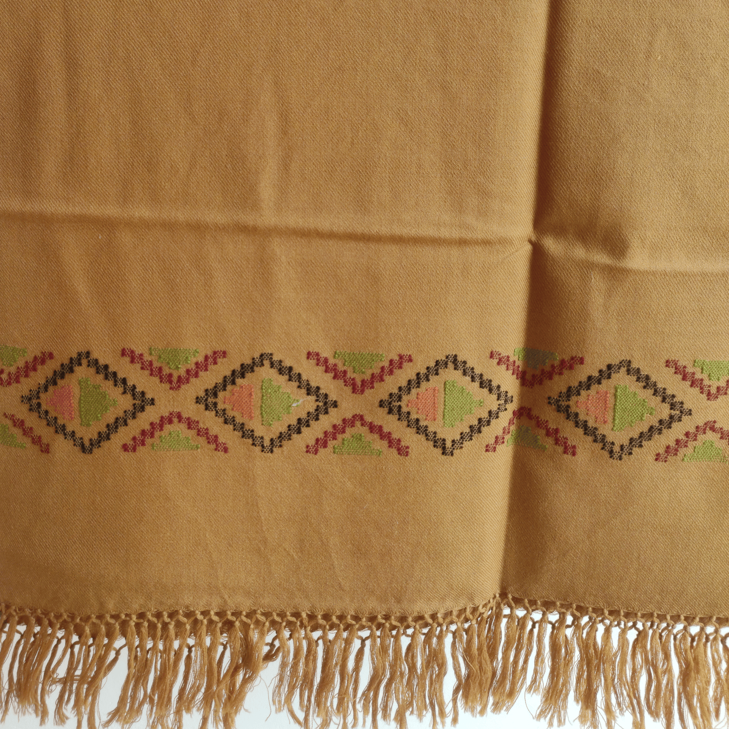 Hand Woven Polywool Kullu Stole - Mustard - Bhuttico Shawls