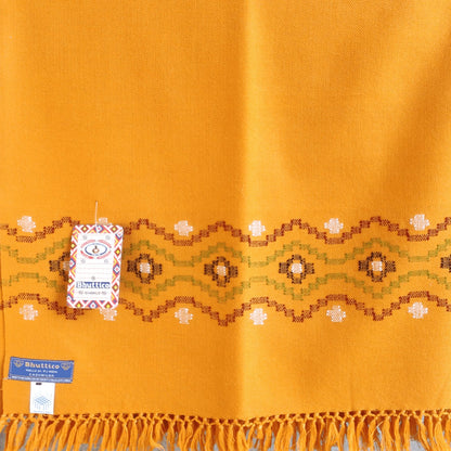 Hand Woven Pure Cashmilon Kullu Shawl - (331) Mustard - Bhuttico Shawls