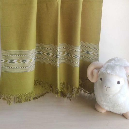 Hand Woven Pure Merino Wool Kullu Shawl Green - Bhuttico Shawls
