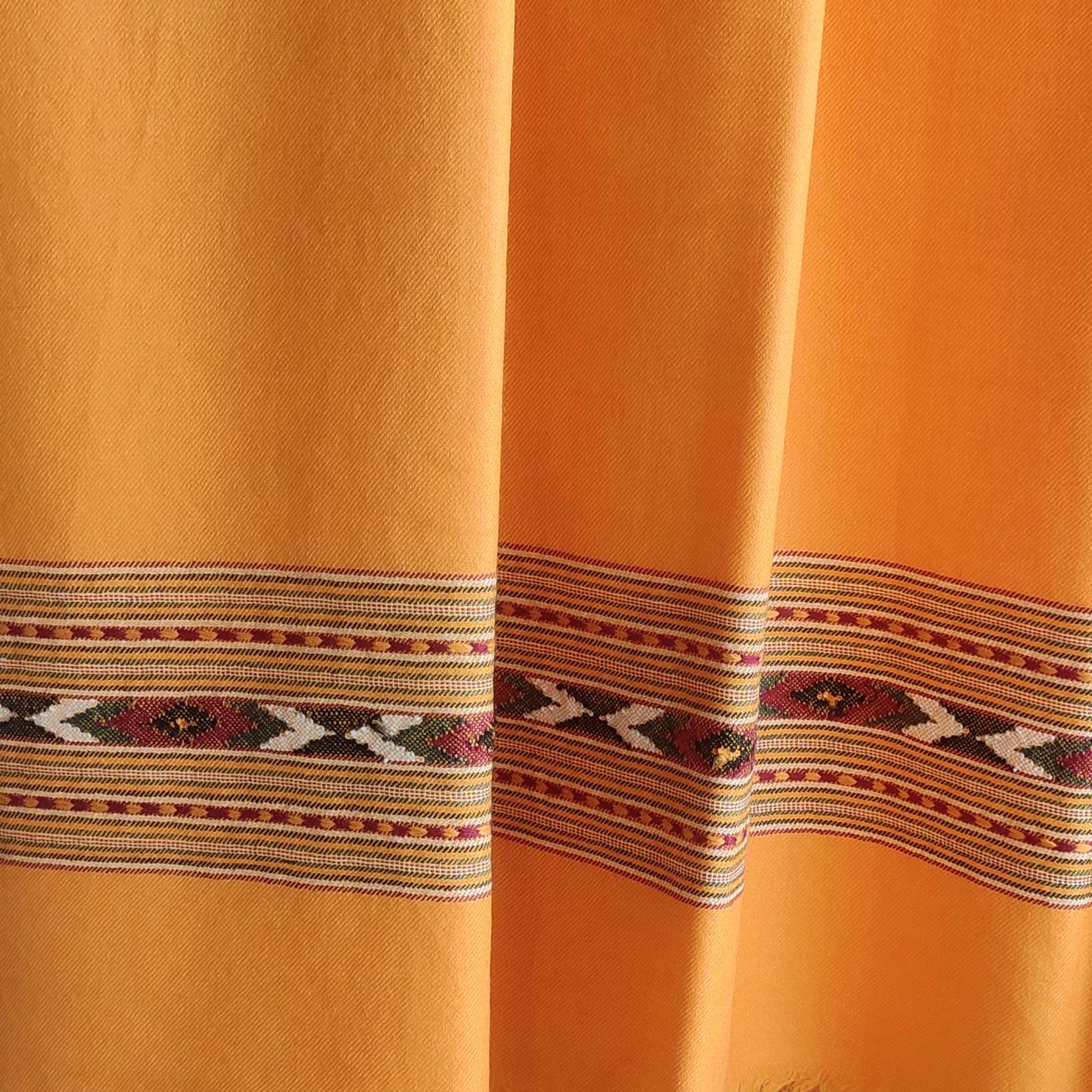 Hand Woven Pure Merino Wool Kullu Shawl Mustard - Bhuttico Shawls