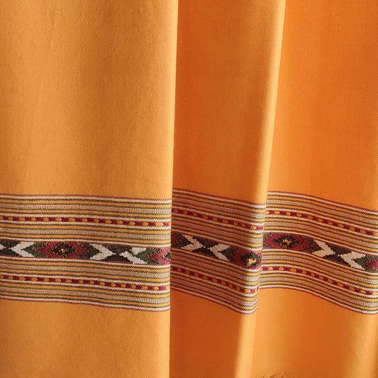 Hand Woven Pure Merino Wool Kullu Shawl Mustard - Bhuttico Shawls