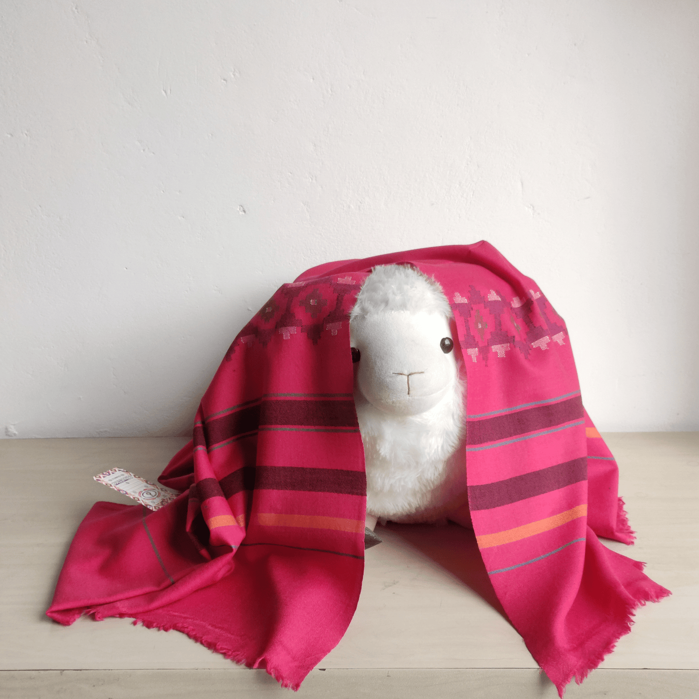 Hand Woven Pure Merino Wool Kullu Shawl - Pink - Bhuttico Shawls