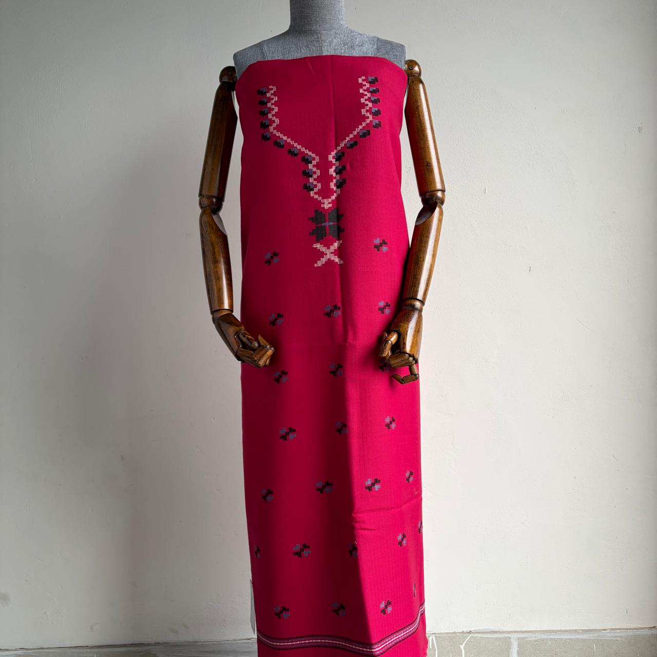 Handloom Women’s Polywool Suit Set without stole (Pink)