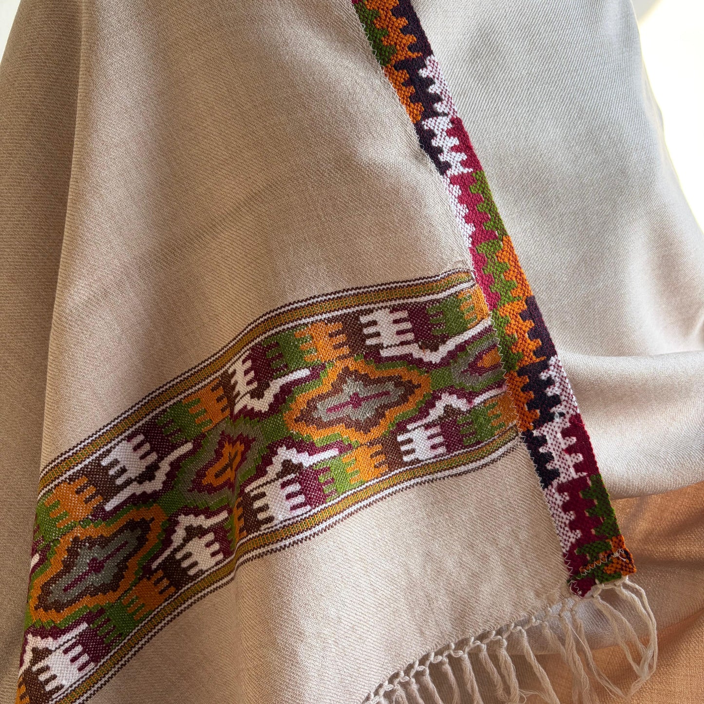 Handloom Pure Merino Wool Shawl (beige)